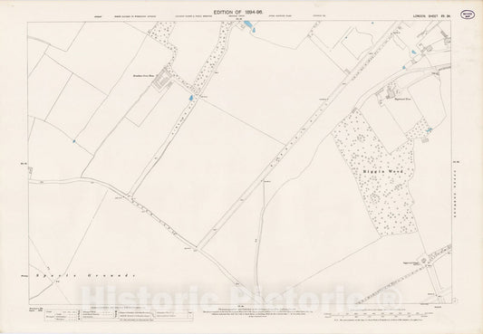 Historic Wall Map : London (England), City Atlas Map, London Sheet XV.34 1895 - Vintage Wall Art