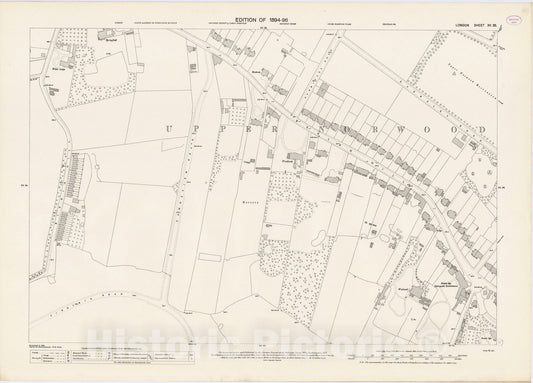 Historic Wall Map : London (England), City Atlas Map, London Sheet XV.35 1895 - Vintage Wall Art