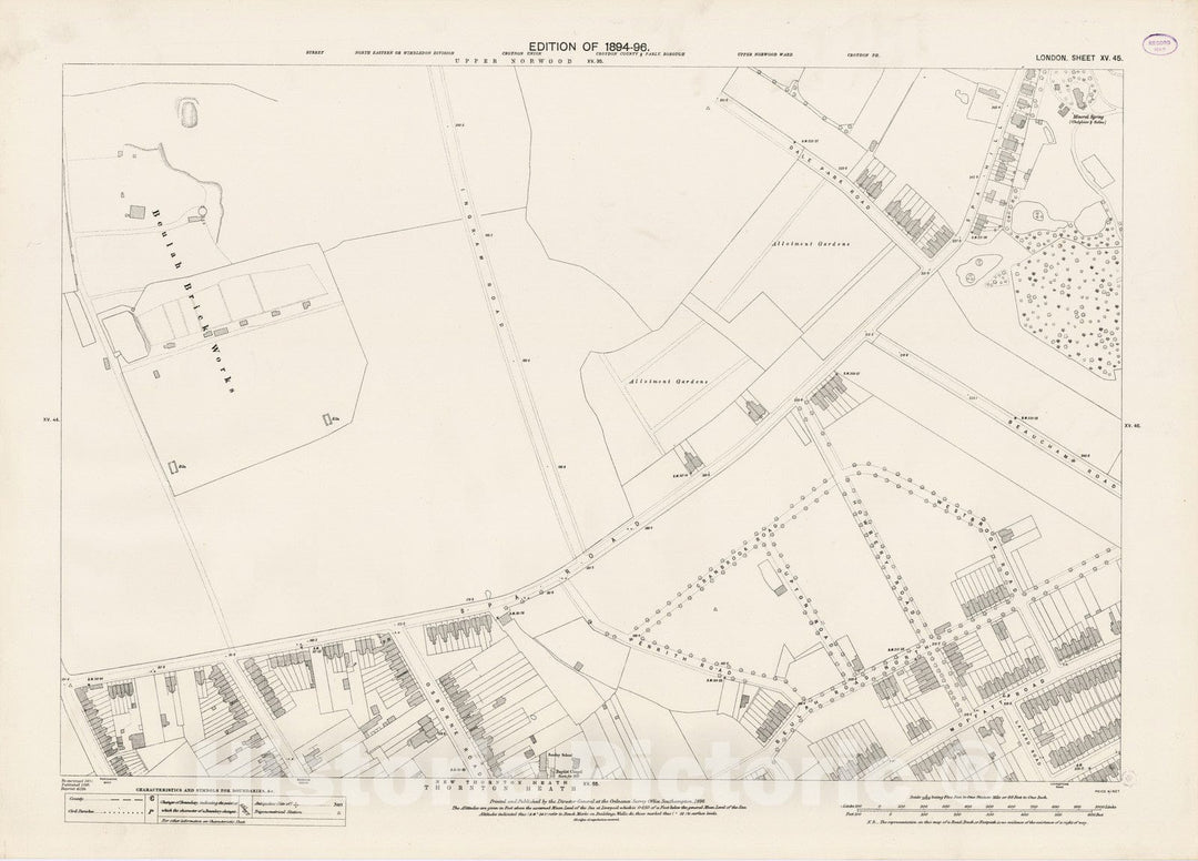 Historic Map : London (England), City Atlas Map, London Sheet XV.45 1896 - Vintage Wall Art