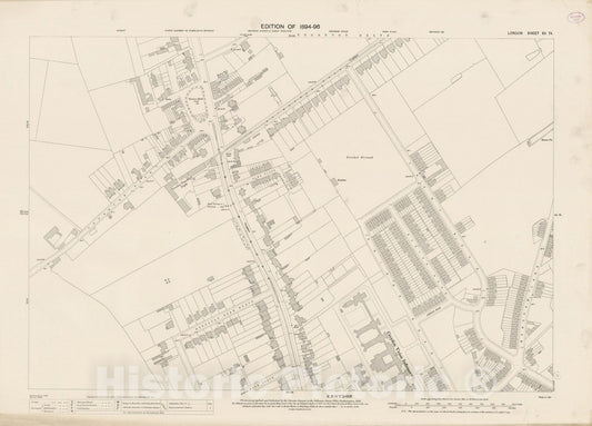 Historic Map : London (England), City Atlas Map, London Sheet XV.74 1895 - Vintage Wall Art