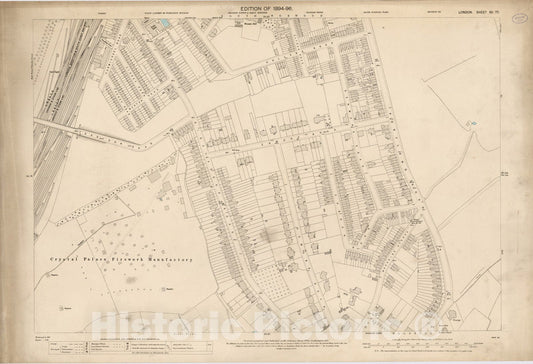 Historic Map : London (England), City Atlas Map, London Sheet XV.77 1895 - Vintage Wall Art