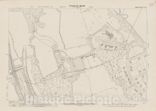 Historic Map : London (England), City Atlas Map, London Sheet XVI.32 1895 - Vintage Wall Art