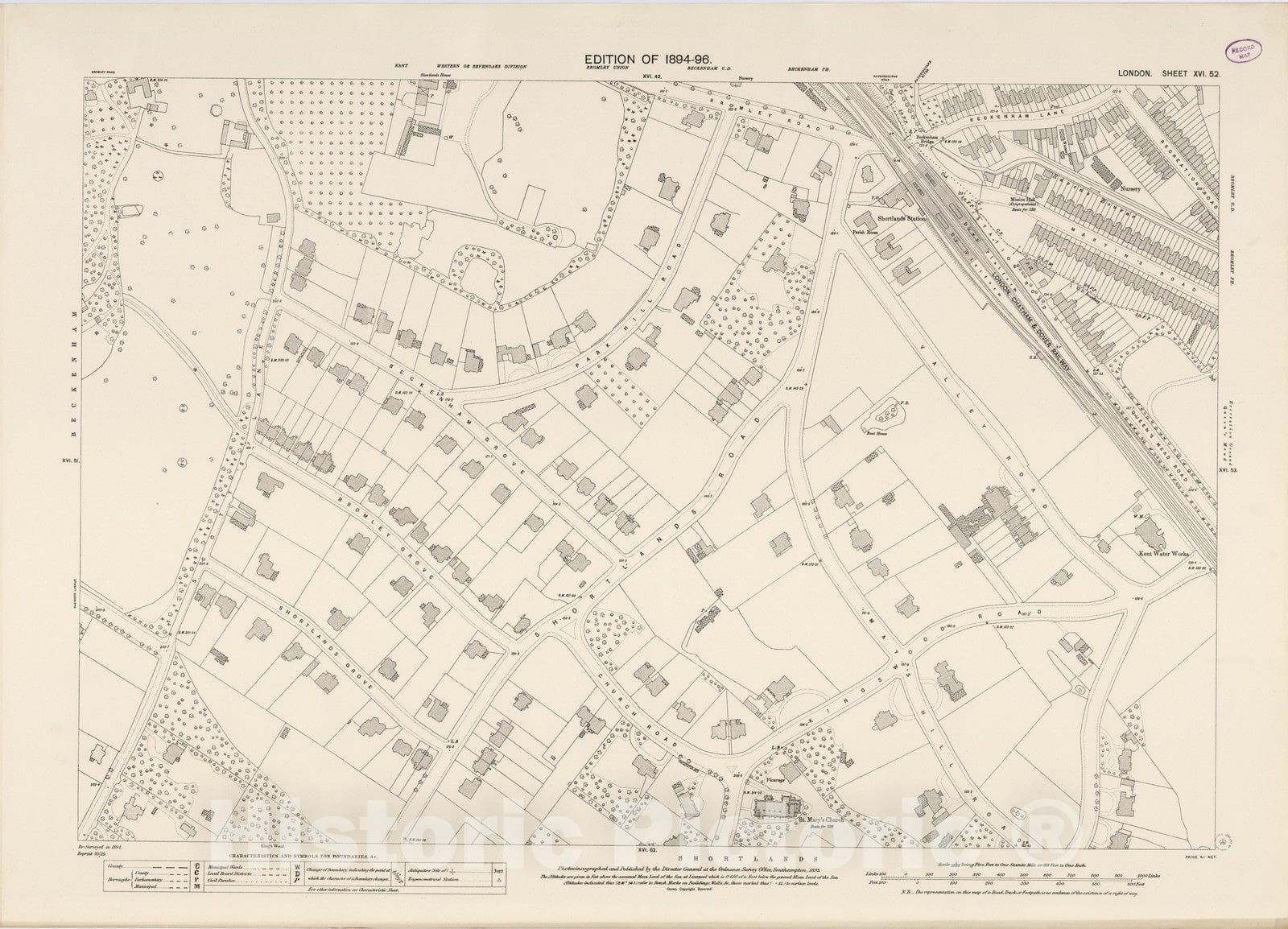 Historic Map : London (England), City Atlas Map, London Sheet XVI.52 1895 - Vintage Wall Art