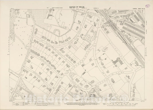 Historic Map : London (England), City Atlas Map, London Sheet XVI.52 1895 - Vintage Wall Art