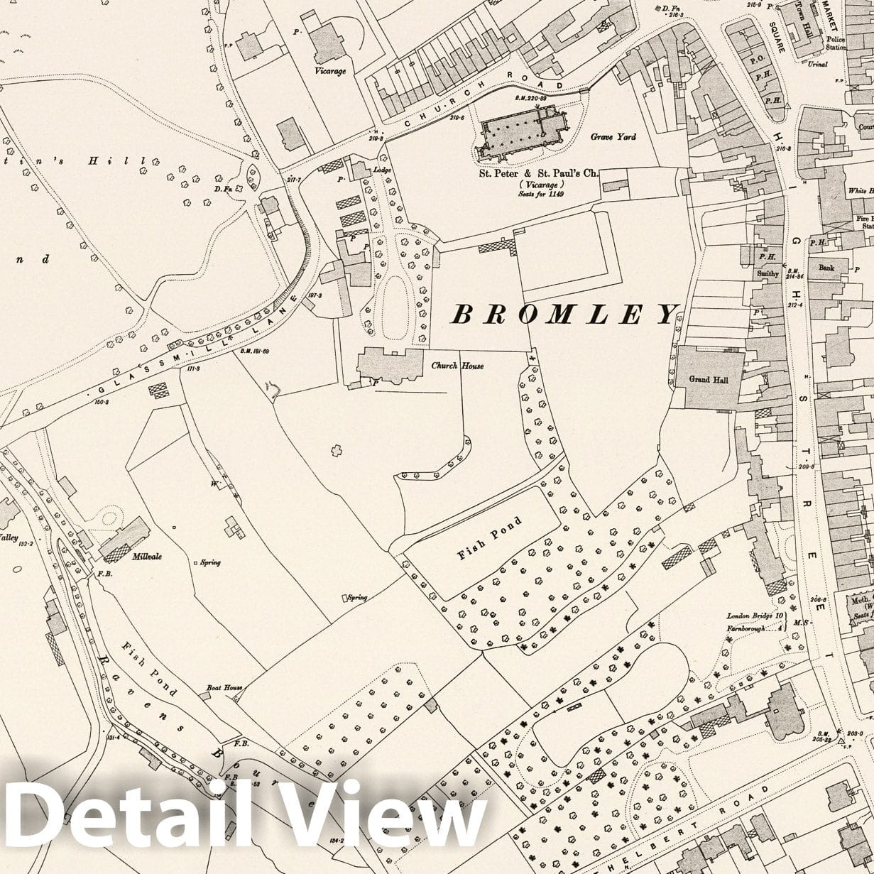 London Sheet XVI.53 - 1895 Ordnance Survey Map Print