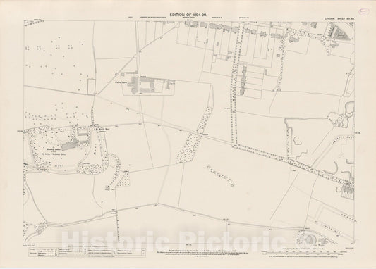 Historic Map : London (England), City Atlas Map, London Sheet XVI.54 1895 - Vintage Wall Art