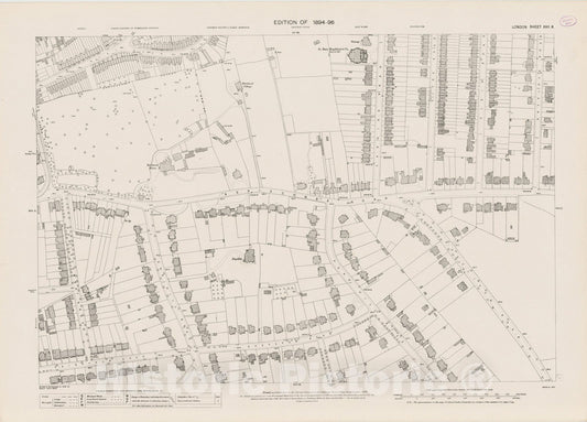Historic Map : London (England), City Atlas Map, London Sheet XVII.6 1896 - Vintage Wall Art