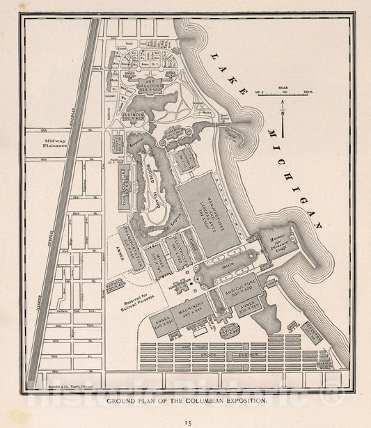 Historic Map : World Atlas Map, Ground plan of the Columbian Exposition 1893 - Vintage Wall Art