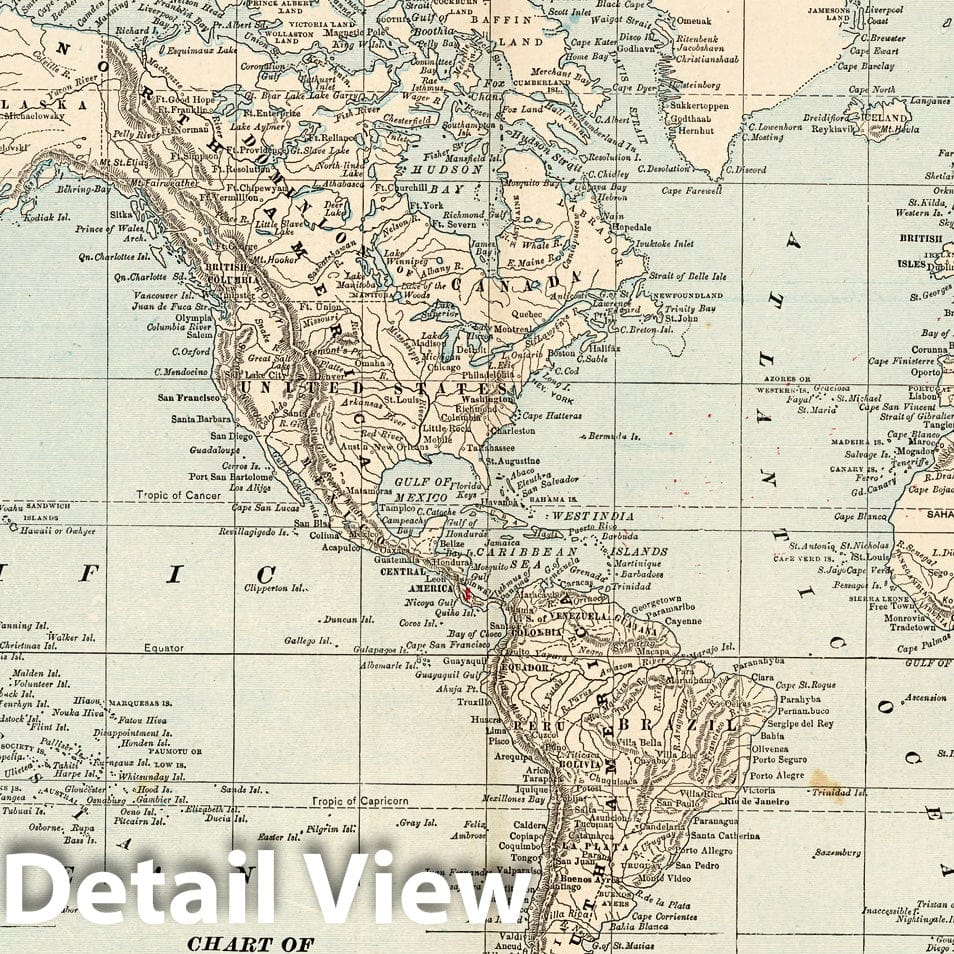 World - Nautical Chart, 1893 - Historical Map Print