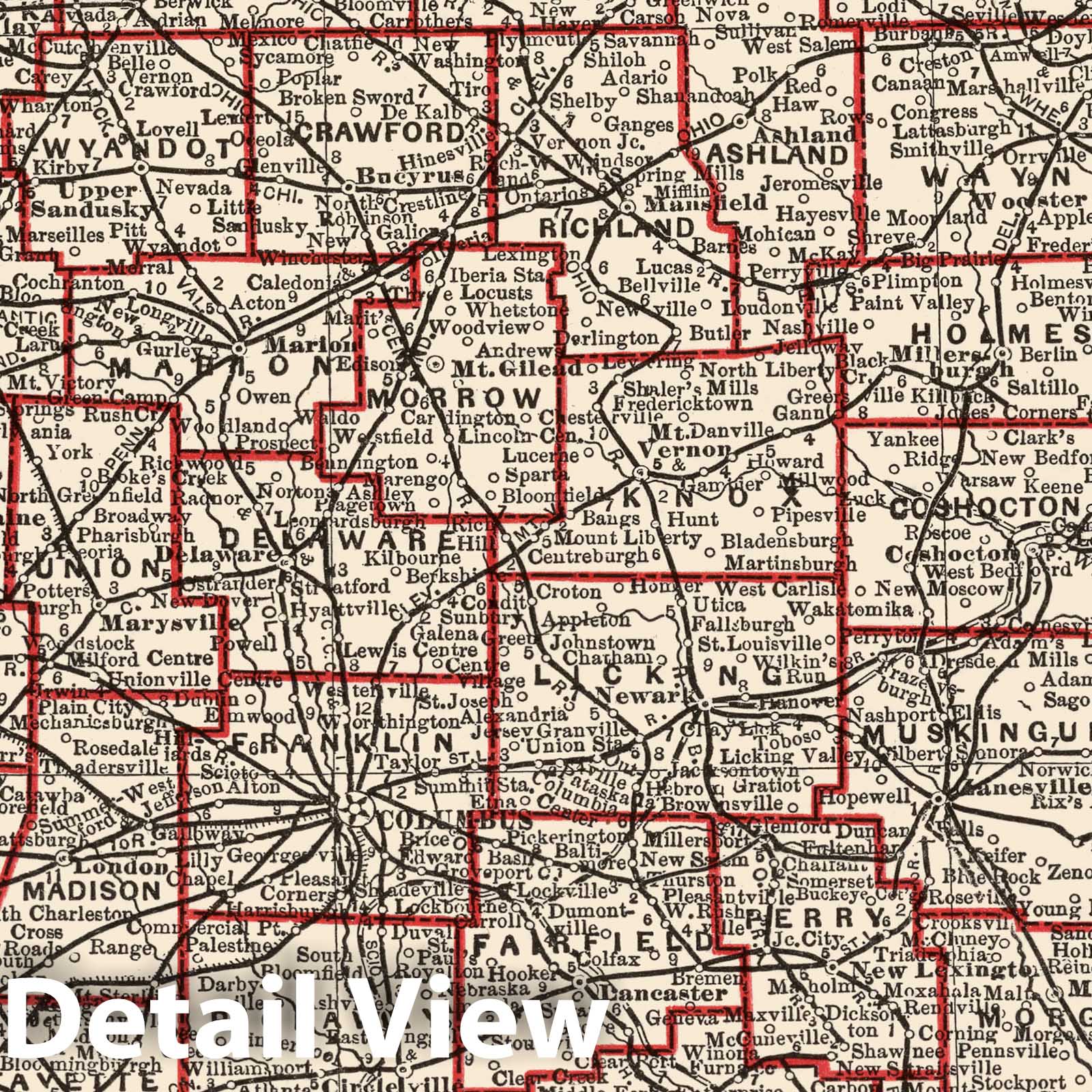 Ohio - Boundary Map, 1893 - Columbian World's Fair Atlas Print