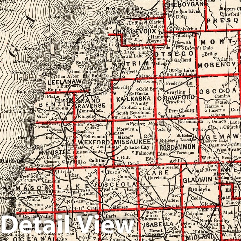 Michigan - Boundary Map, 1893 - Columbian World's Fair Atlas Historical Map Print