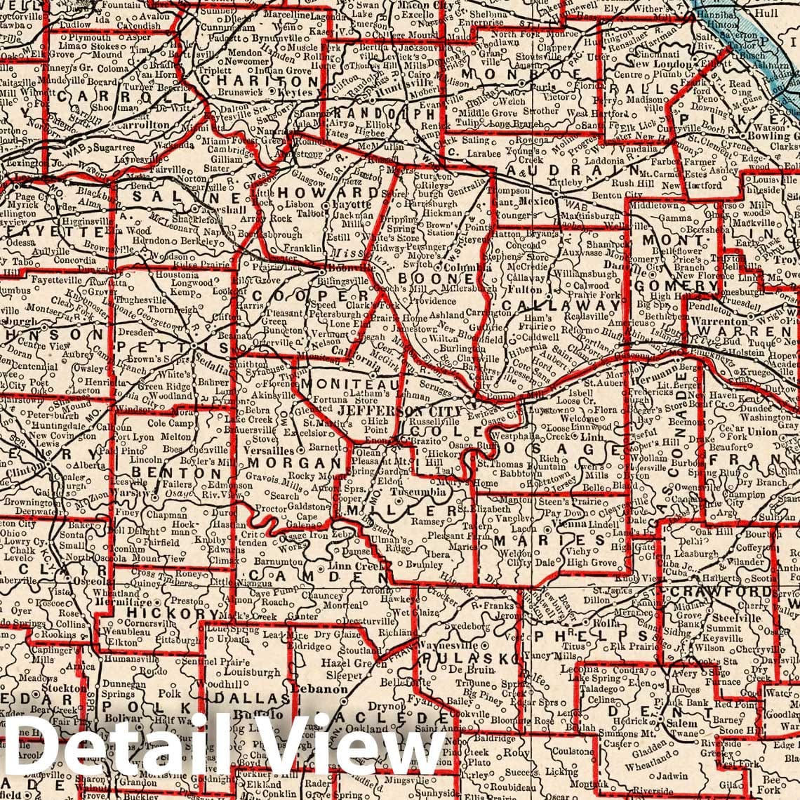 Historic Map : World Atlas Map, Missouri 1893 - Vintage Wall Art