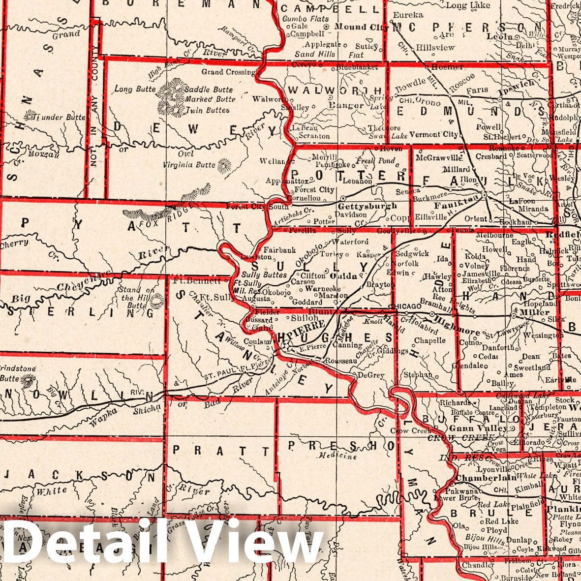 Historic Map : World Atlas Map, South Dakota 1893 - Vintage Wall Art
