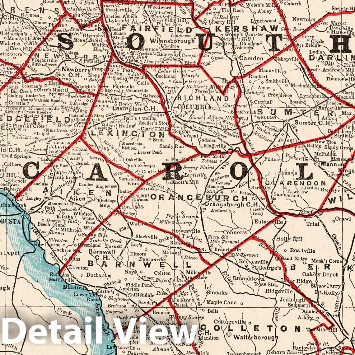 South Carolina - Boundary Map, 1893 - Columbian World's Fair Atlas Print