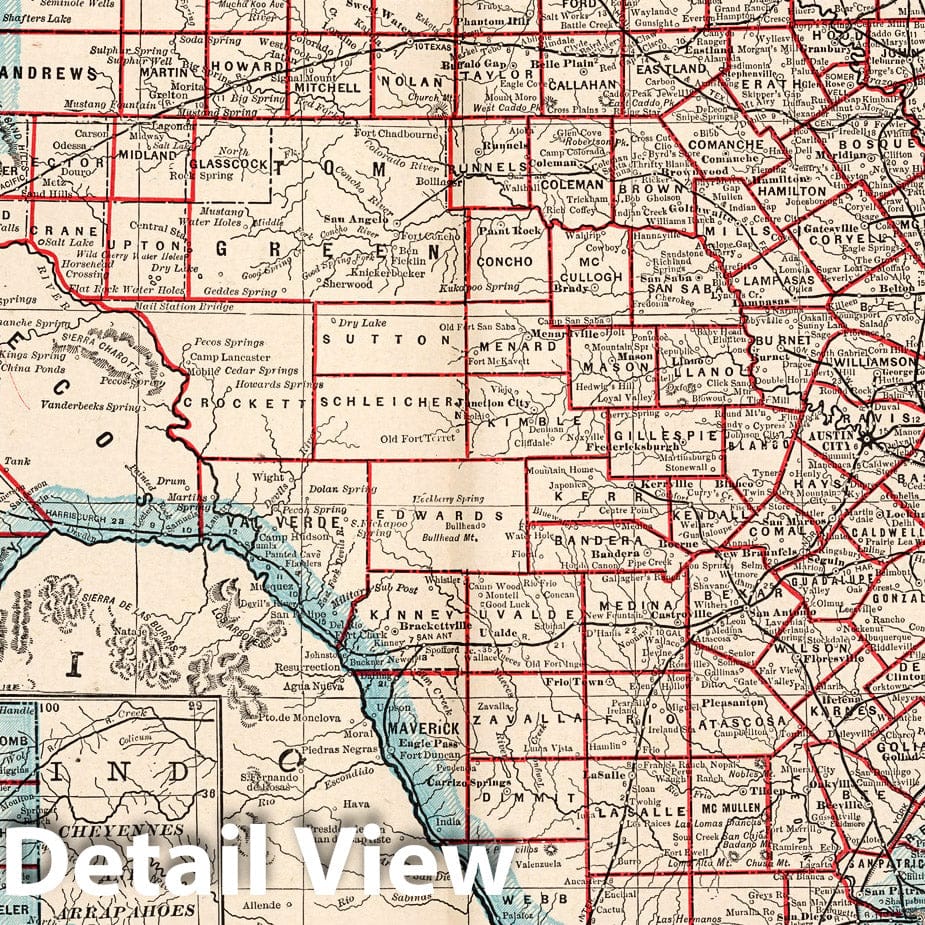 Texas - Boundary Map, 1893 - Columbian World's Fair Atlas Print