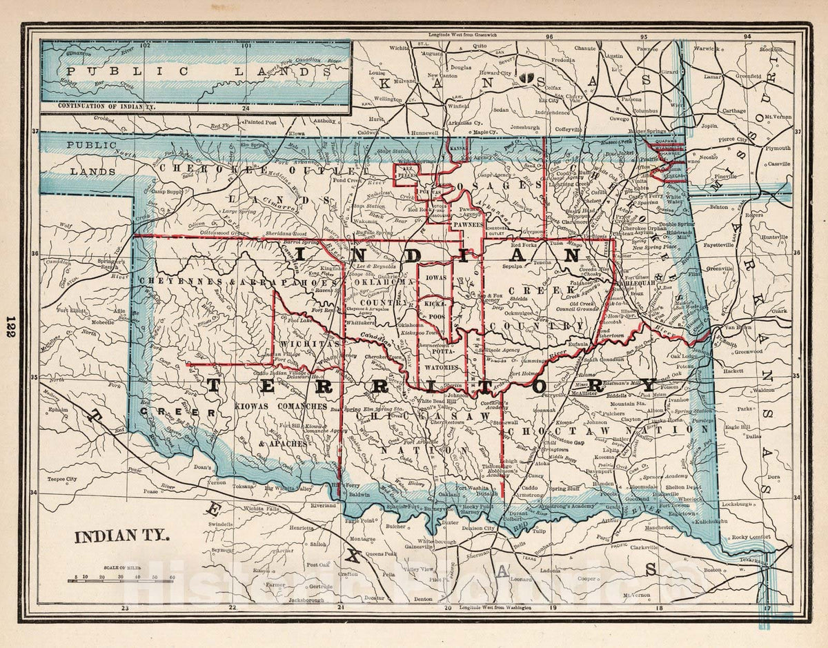 Historic Map : World Atlas Map, Indian Territory 1893 - Vintage Wall A – Historic Pictoric