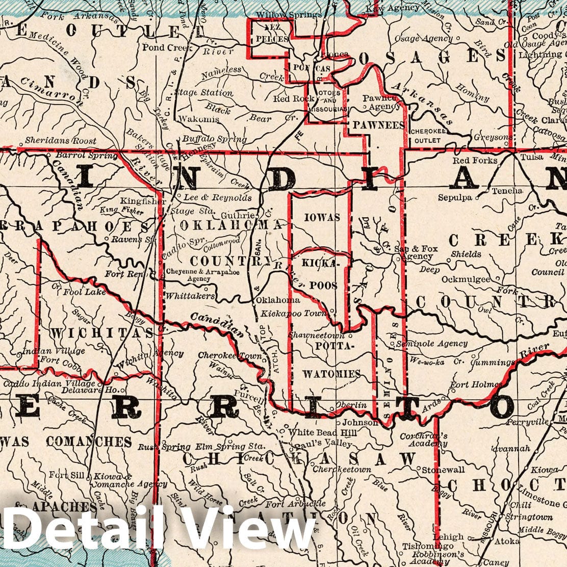 Historic Map : World Atlas Map, Indian Territory 1893 - Vintage Wall A ...