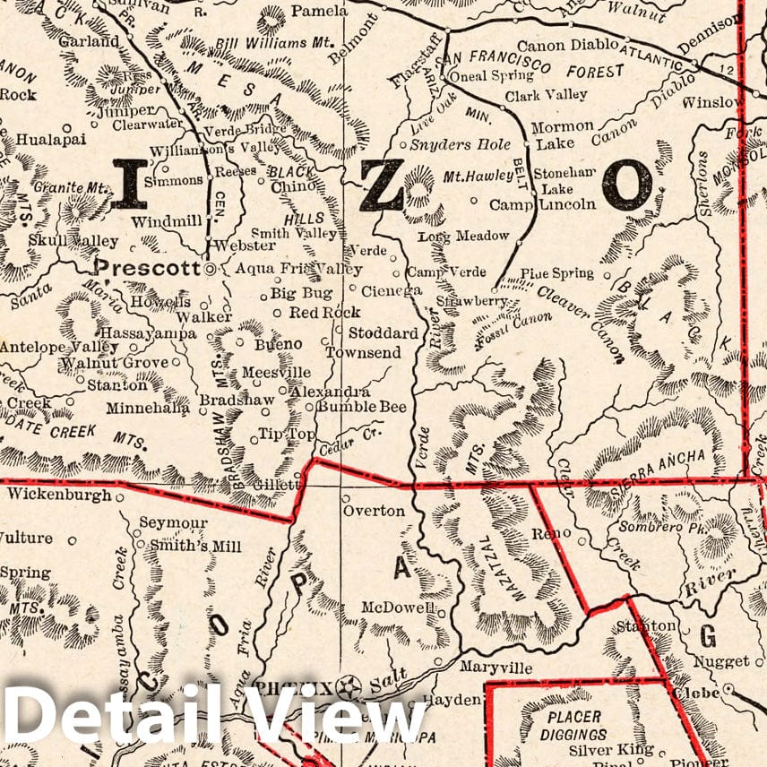 Arizona - Boundary Map, 1893 - Historical Map Print