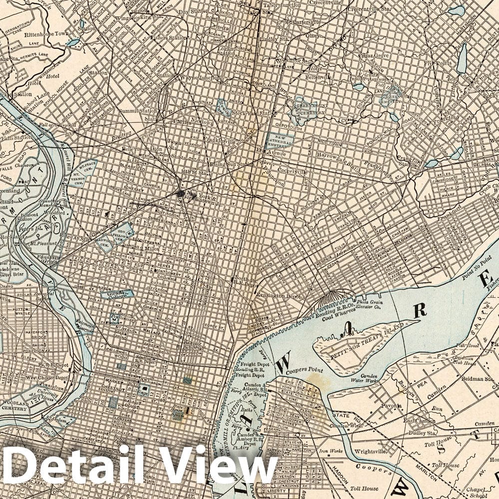 Philadelphia, Pennsylvania - Railroad Map, 1893 - Historical Map Print