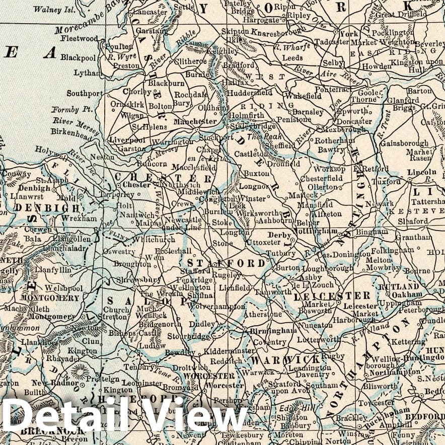 England and Wales, 1893 - Historical Map Print from Columbian World's Fair Atlas