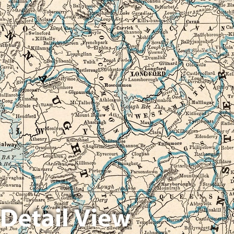 Ireland, 1893 - Historical Map Print from Columbian World's Fair Atlas