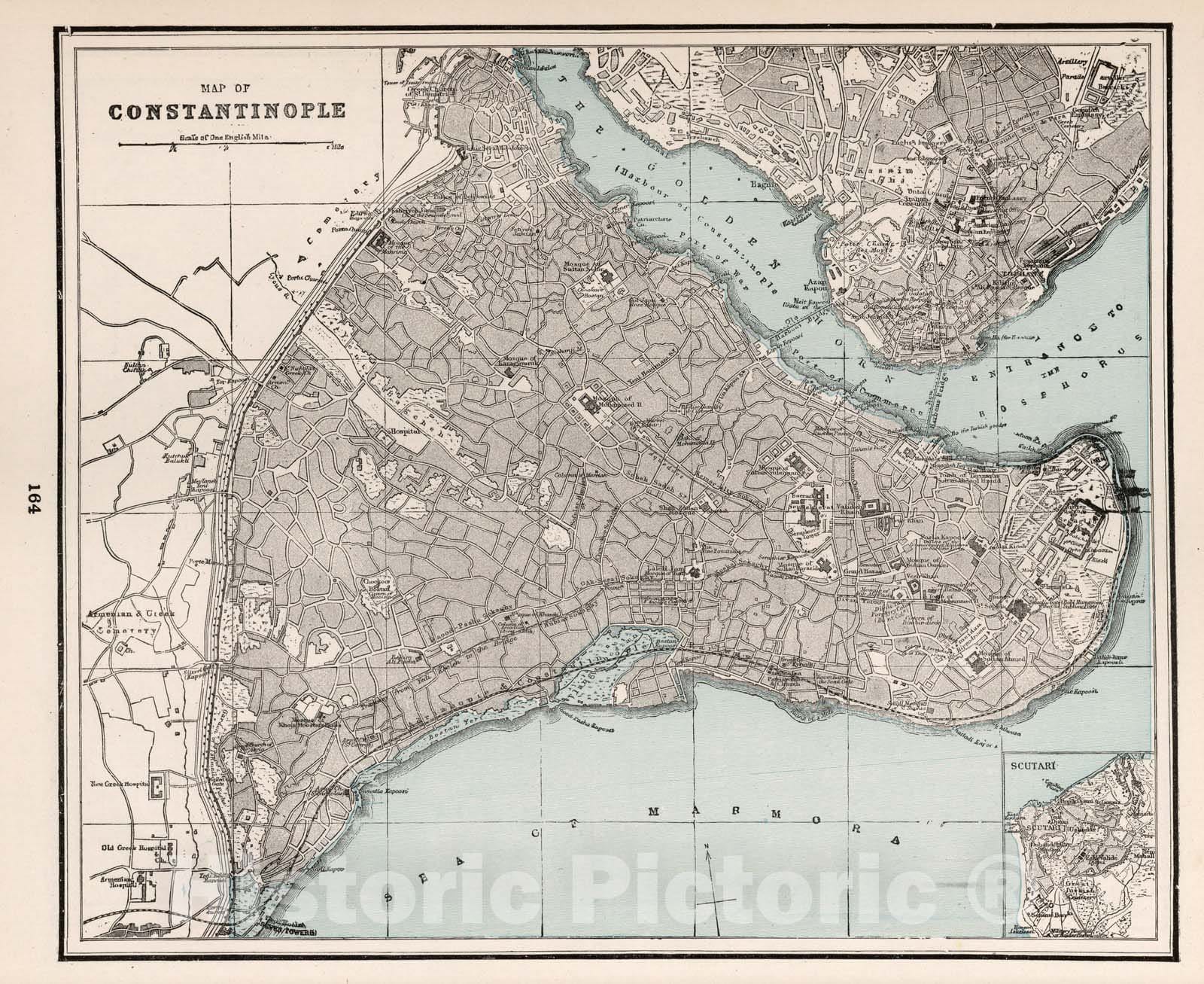 Historic Map : Map of Constantinople, 1893 - Vintage Wall Art