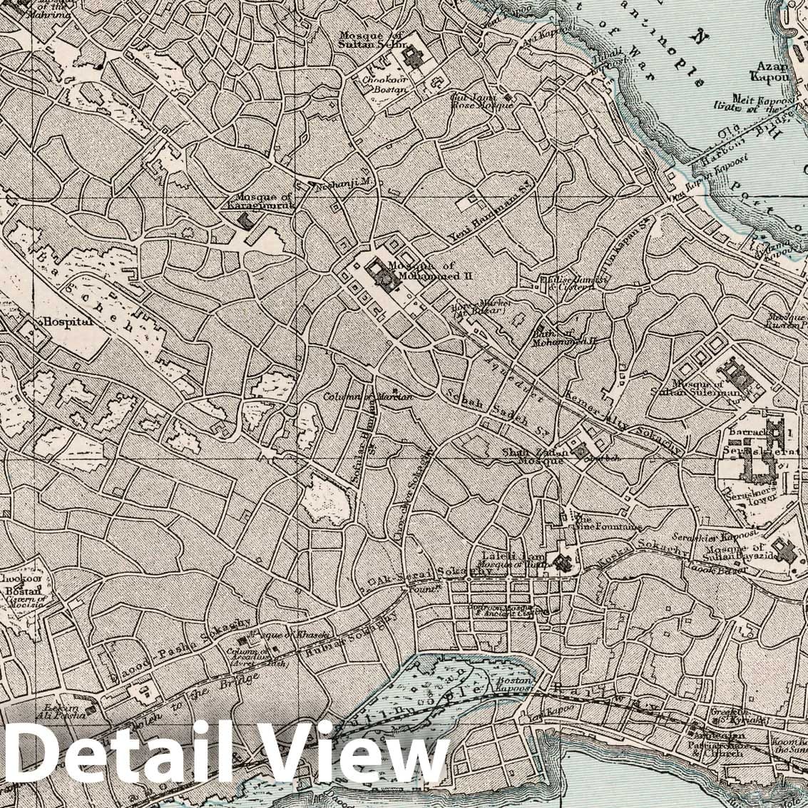 Istanbul, Turkey - Railroad Map, 1893 - Historical Map Print