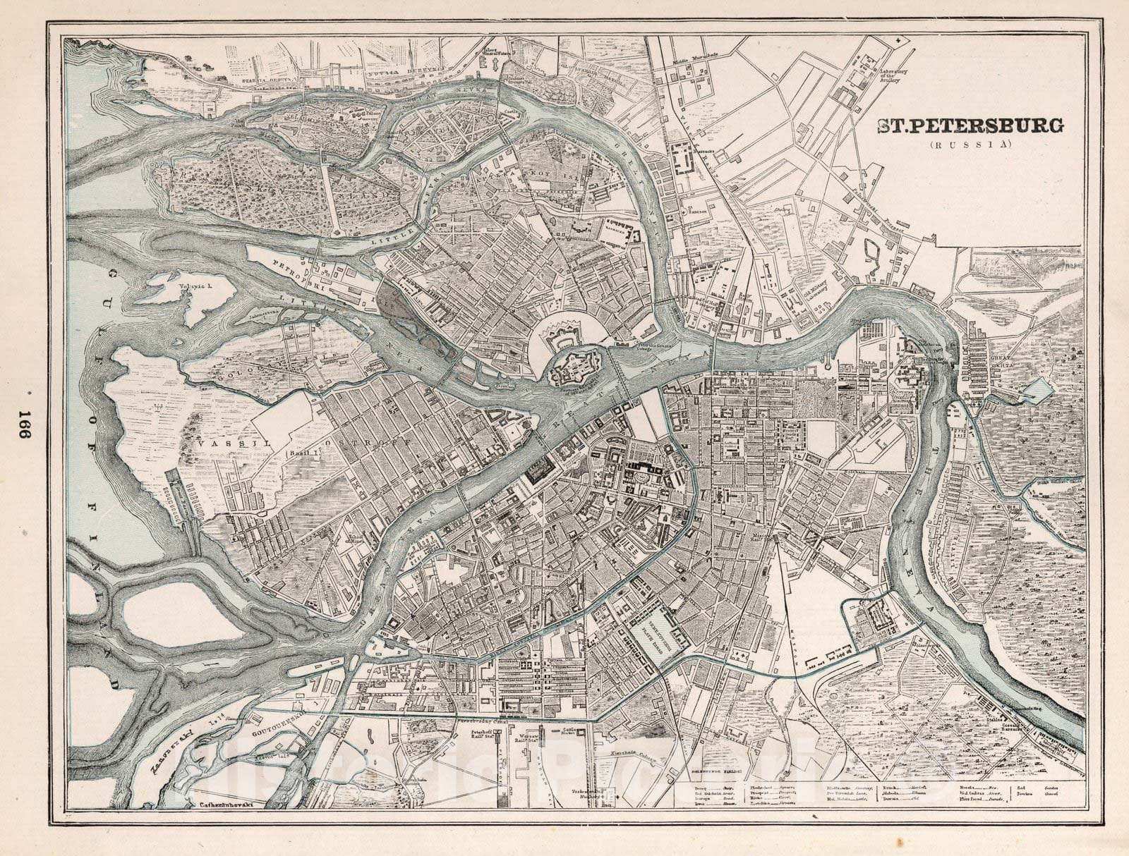Saint Petersburg, Russia - Road Map, 1893 - Historical Map Print