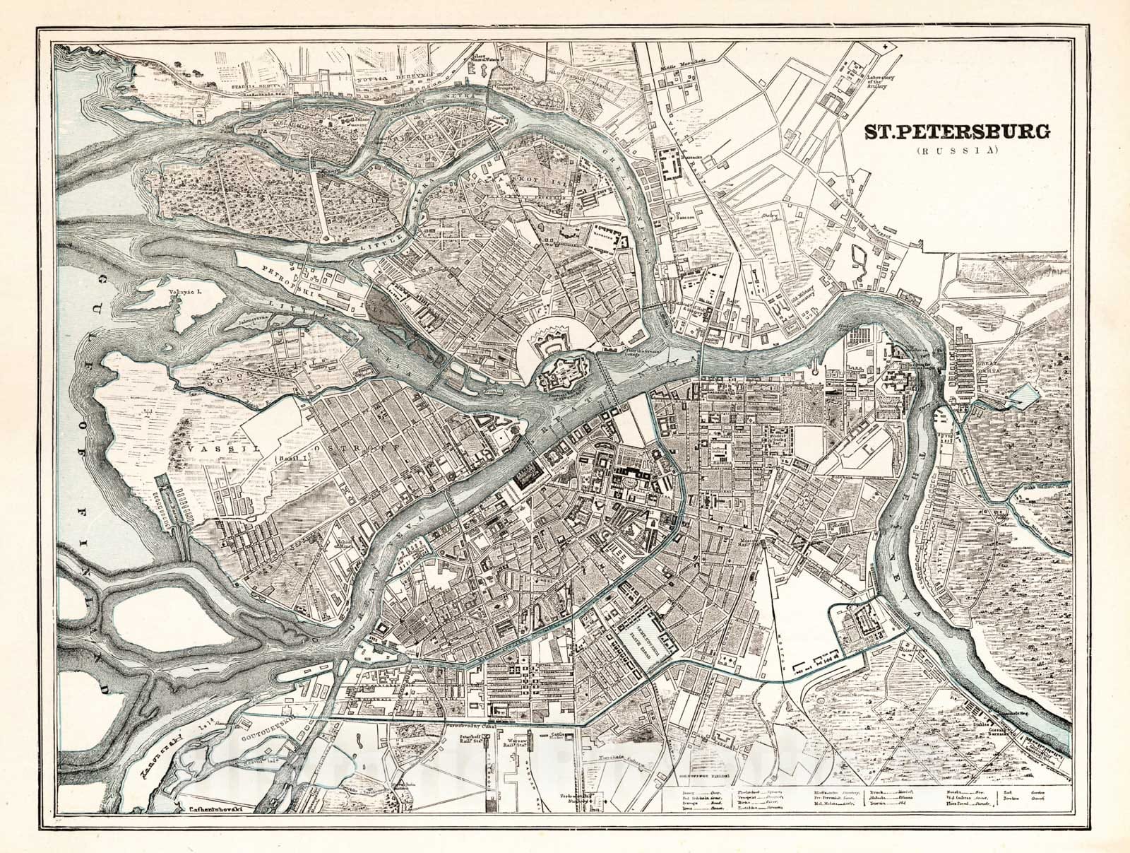 Historic Map - St. Petersburg, Russia 1893 - Vintage Wall Art