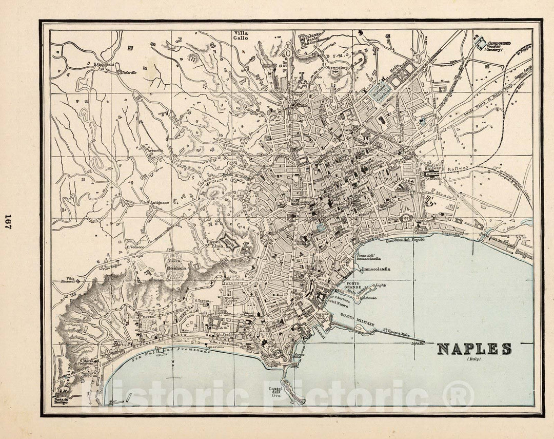 Historic Map : World Atlas Map, Naples, Italy 1893 - Vintage Wall Art