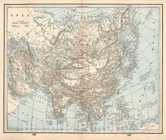 Historic Map : World Atlas Map, Asia 1893 - Vintage Wall Art