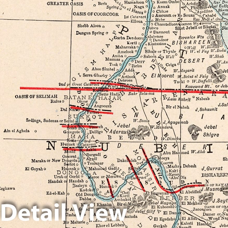 Egypt, Arabia, Upper Nubia and Abyssinia, 1893 - Historical Map Print