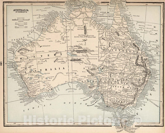 Historic Map : World Atlas Map, Australia and Tasmania 1893 - Vintage Wall Art