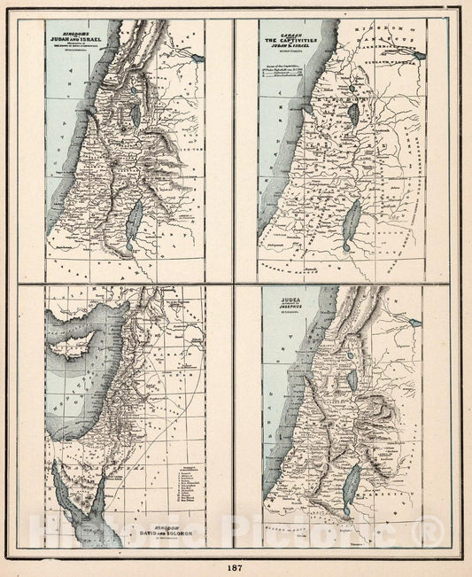 Historic Wall Map : World Atlas Map, Canaan, Holy Land 1893 - Vintage Wall Art