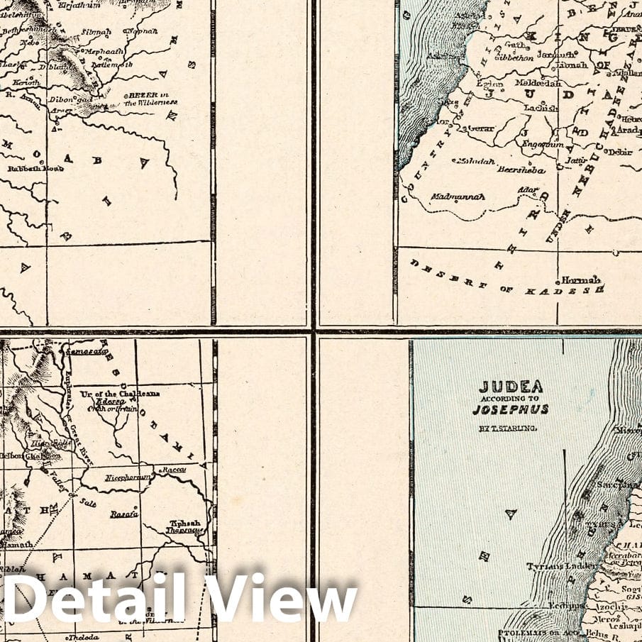 Canaan, Judah, Israel, and Judea - River Map, 1893 - Historical Map Print