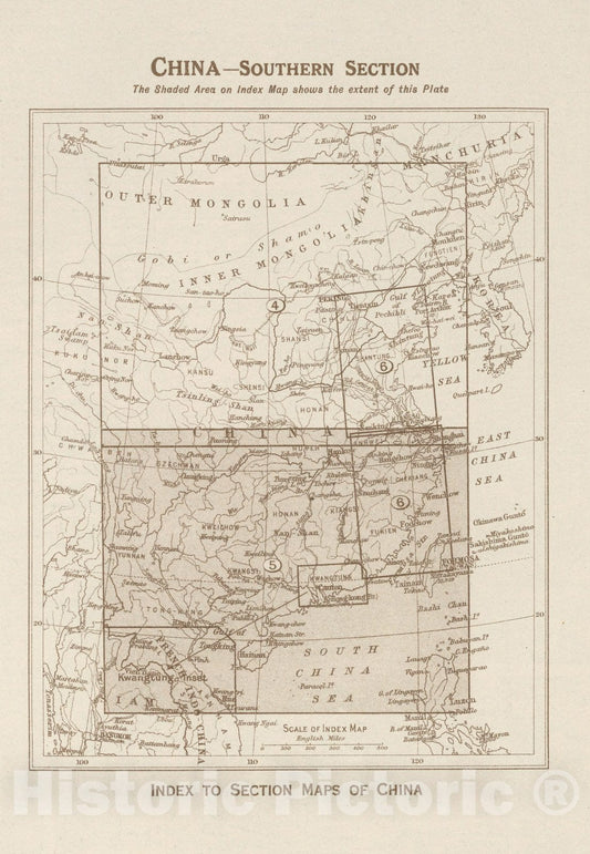Historic Map : Index Map: China - Southern Section. Index to Section Maps of China, 1923 - Vintage Wall Art
