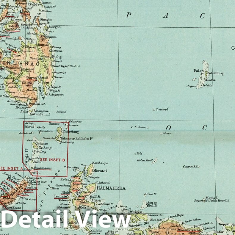 Farther India and East Indies, Eastern Section - Physical Map, 1923