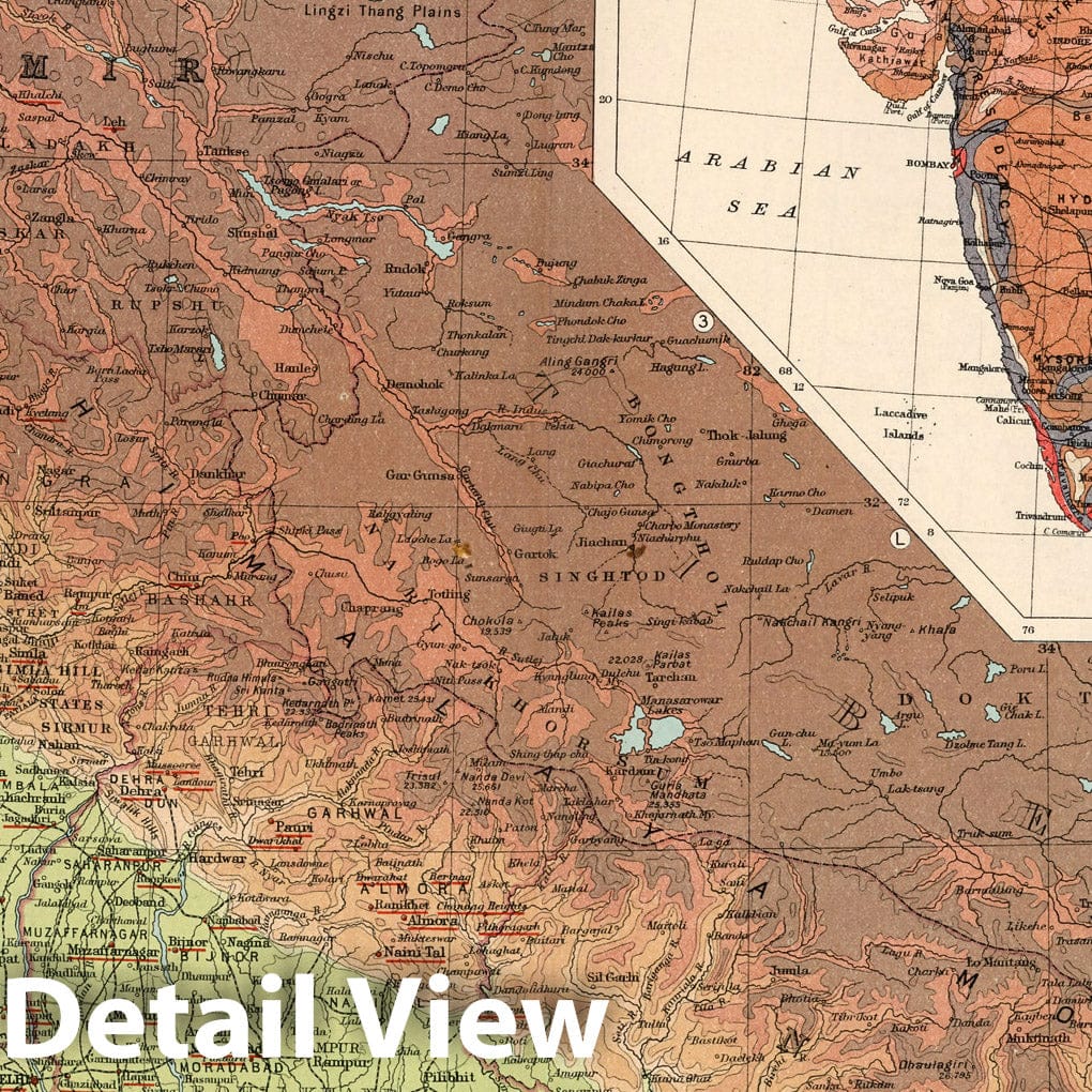 Northern India Population Density Map 1925 - Historical Map Print