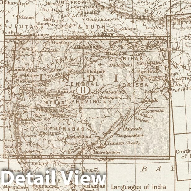 India - Central Section, 1925 Historical Map Print