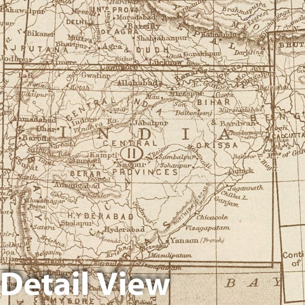 India, Southern Section and Ceylon, 1925 - Historical Map Print