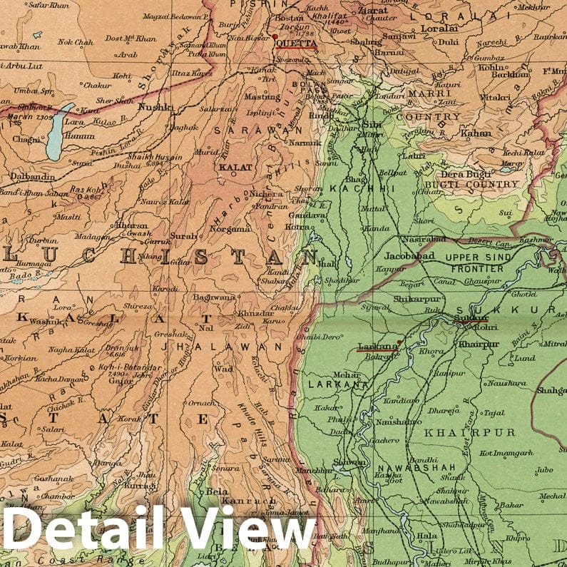 India - Western Section - 1923 Historical Map Print