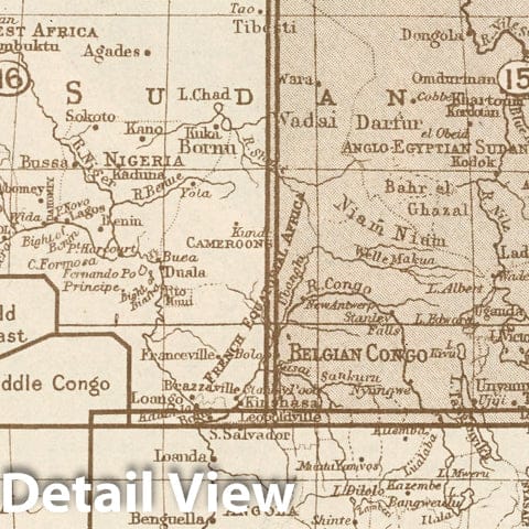 Africa, Northeastern Section 1925 Historical Map Print