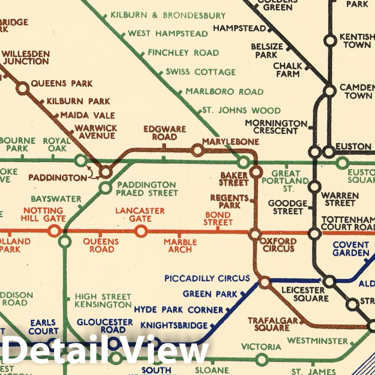 1938 London Underground Transport Map - Pictorial Railway Print