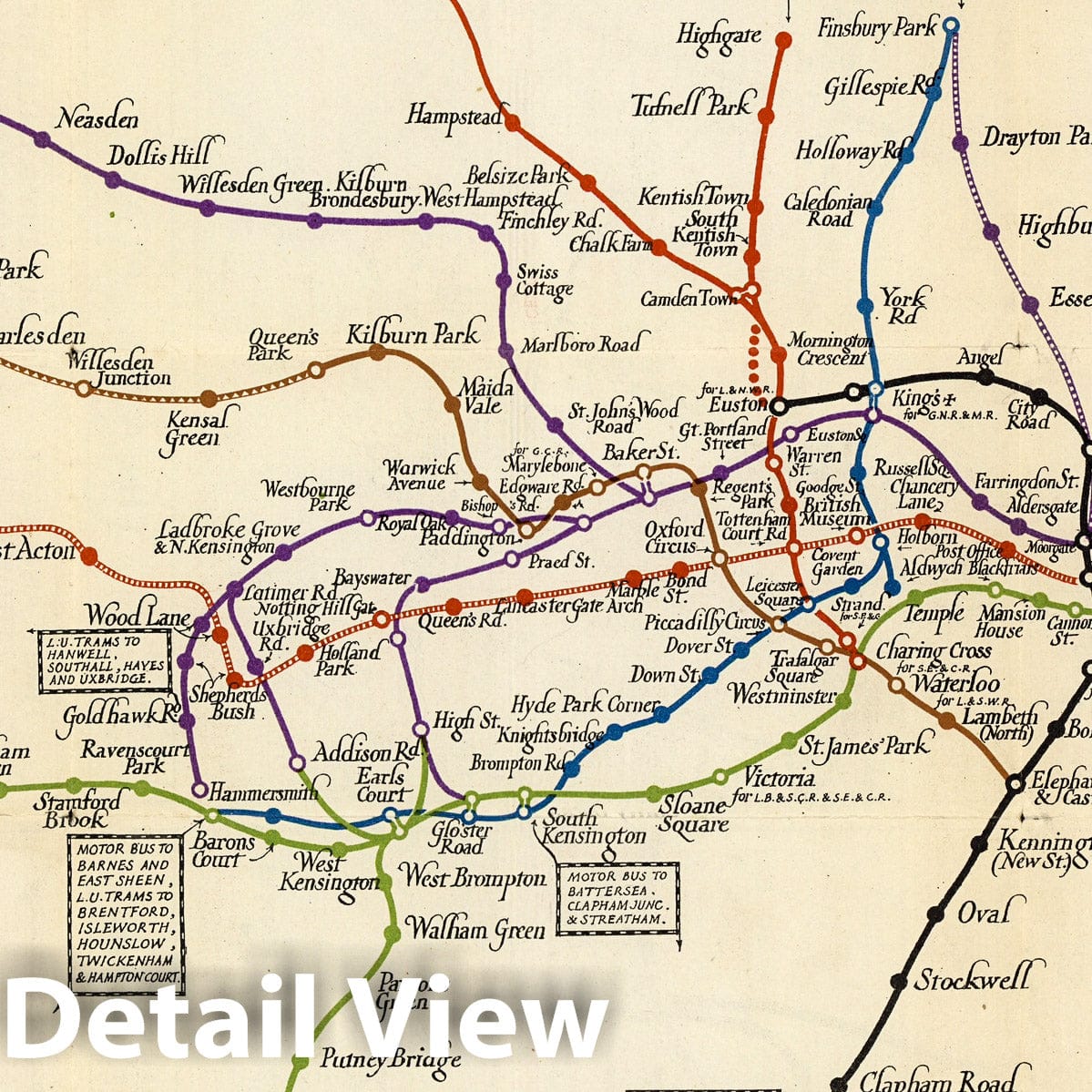 London, England - Railroad Map, 1923 - Historical Print