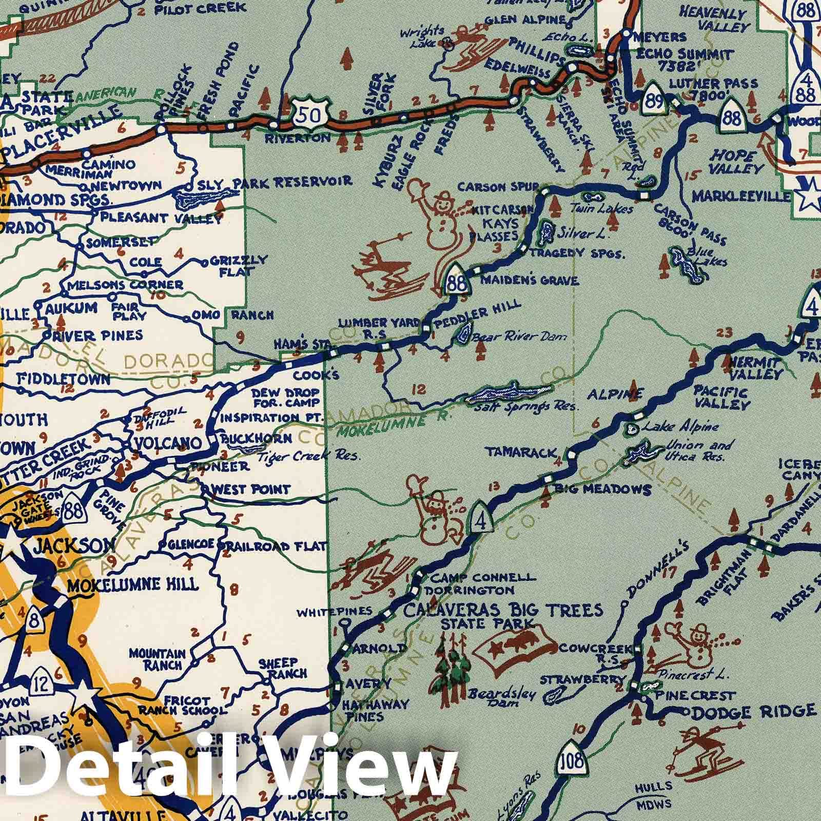 Mother Lode Gold Region, California - Pictorial Map, 1960