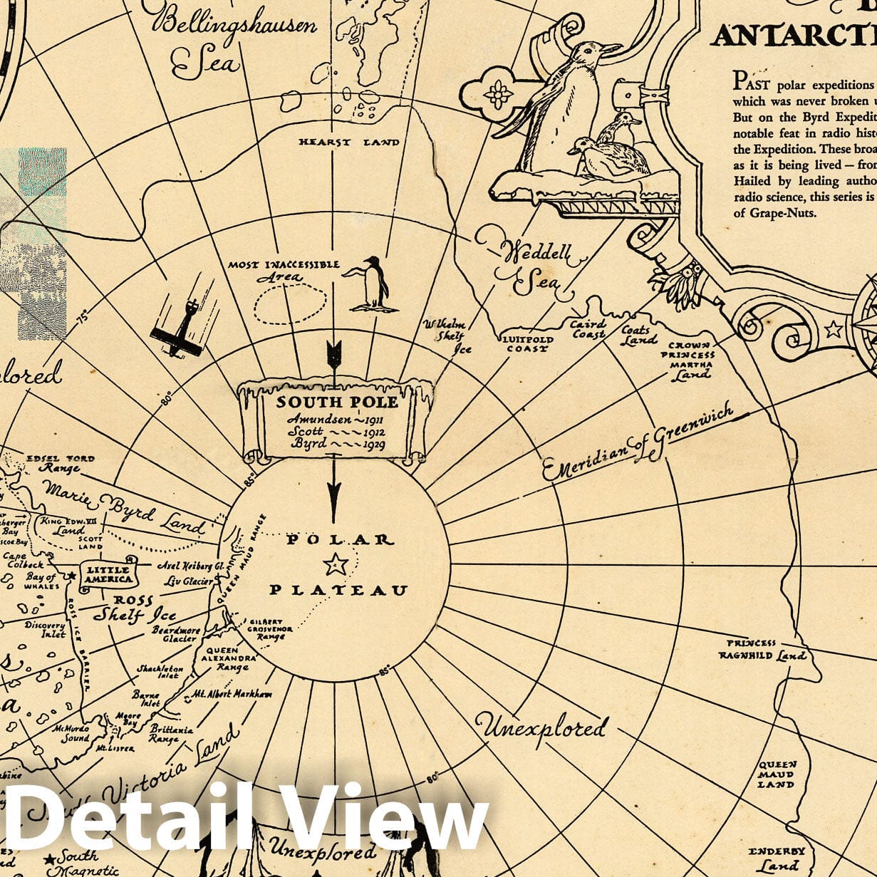 Antarctica - Byrd Expedition Pictorial Map, 1934