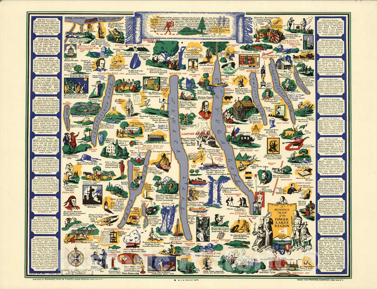 Finger Lakes Region, New York - Pictorial Map, 1962