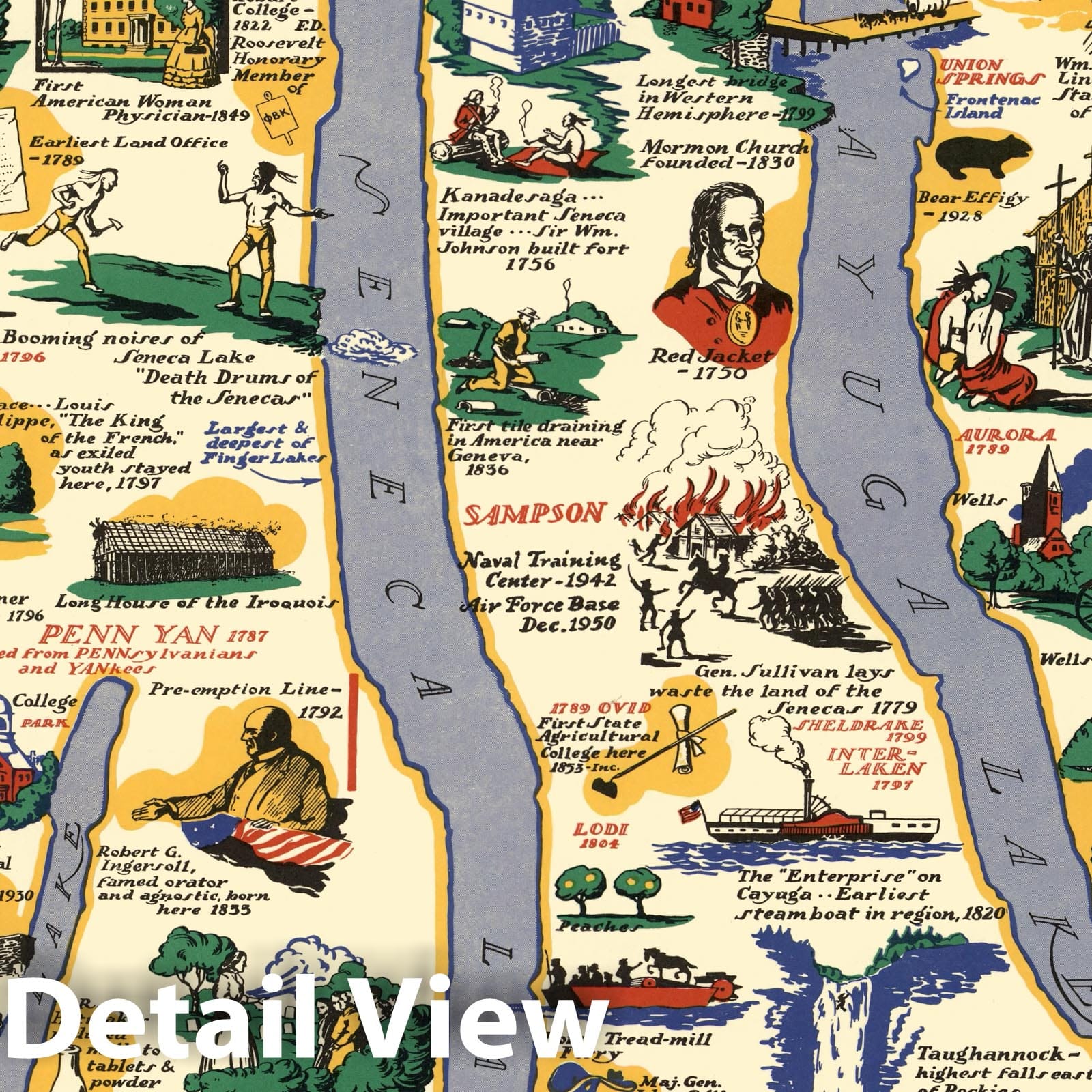 Finger Lakes Region, New York - Pictorial Map, 1962