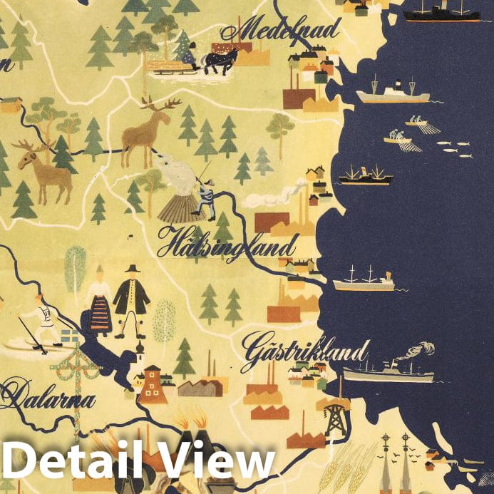 Sweden - Pictorial Map, 1948 - Swedish Pioneer Centennial