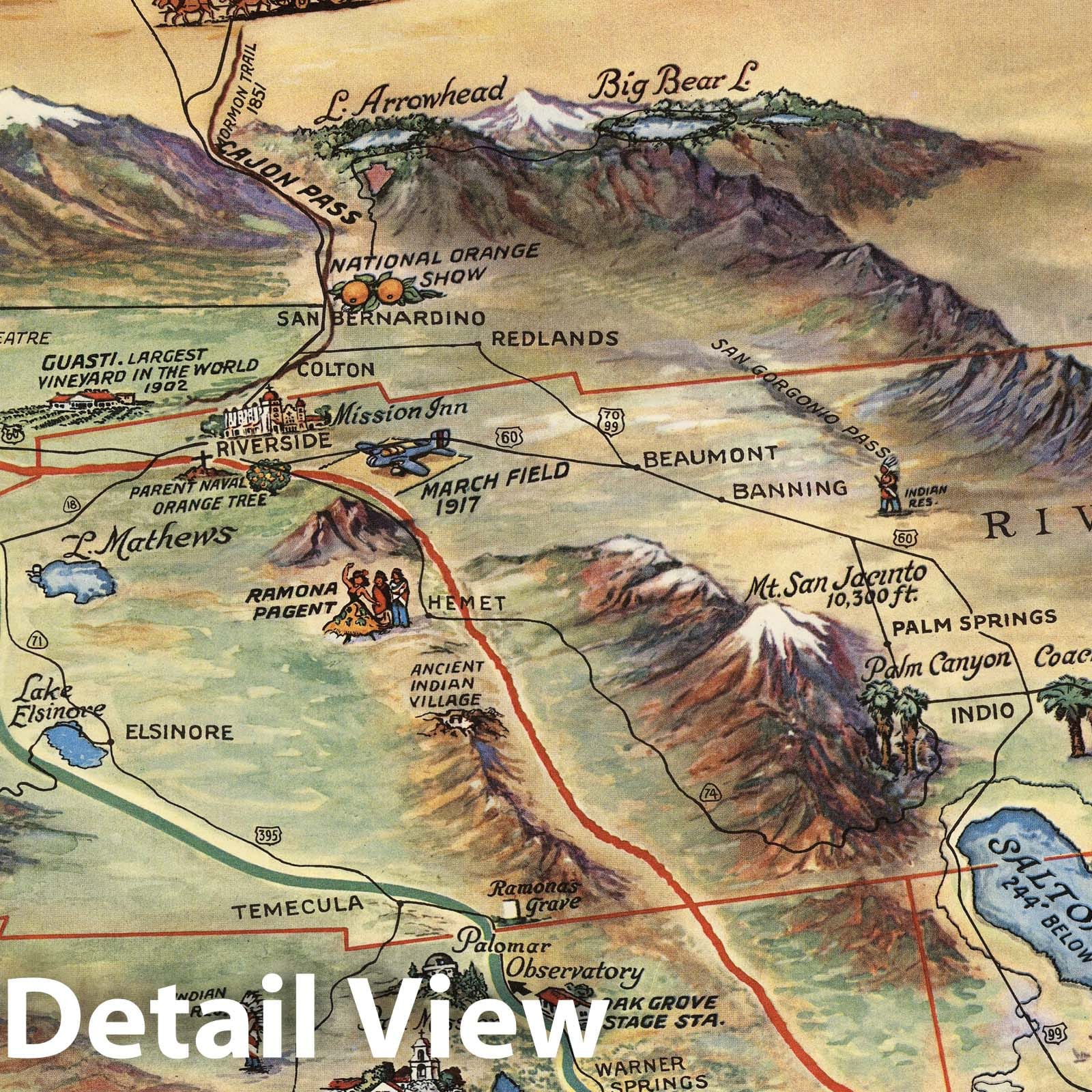 Southern California - Pictorial Map, 1946 - Historical Map Print